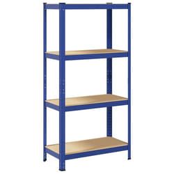 vidaXL 4-Layer Storage Shelf Blue Steel&Engineered Wood garage shelving