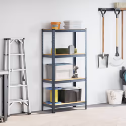 vidaXL 4-Layer Storage Shelf Anthracite Steel&Engineered Wood garage shelving