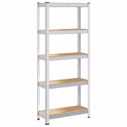 vidaXL 5-Layer Storage Shelf Silver Steel&Engineered Wood garage shelving