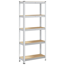 vidaXL 5-Layer Storage Shelf Silver Steel&Engineered Wood garage shelving