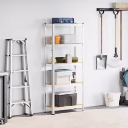 vidaXL 5-Layer Storage Shelf Silver Steel&Engineered Wood garage shelving