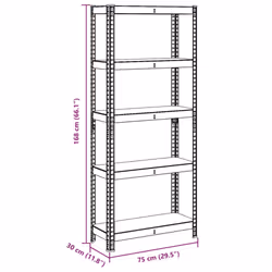 vidaXL 5-Layer Storage Shelf Silver Steel&Engineered Wood garage shelving