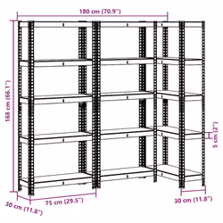 vidaXL 5-Layer Storage Shelves 3 pcs Silver Steel&Engineered Wood