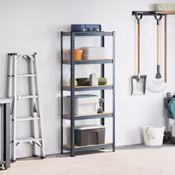 vidaXL 5-Layer Storage Shelf Anthracite Steel&Engineered Wood garage shelving