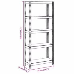 vidaXL 5-Layer Storage Shelf Anthracite Steel&Engineered Wood garage shelving