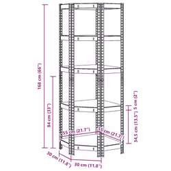 vidaXL 5-Layer Corner Shelf Blue Steel&Engineered Wood garage shelving