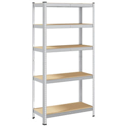 vidaXL 5-Layer Storage Shelf Silver Steel&Engineered Wood garage shelving