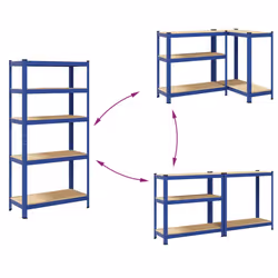 vidaXL 5-Layer Storage Shelf Blue Steel&Engineered Wood garage shelving - Additional view 6