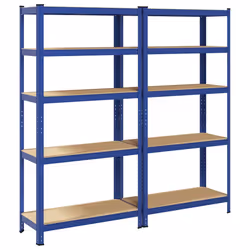 vidaXL 5-Layer Storage Shelves 2 pcs Blue Steel&Engineered Wood