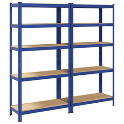 vidaXL 5-Layer Storage Shelves 2 pcs Blue Steel&Engineered Wood