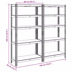 vidaXL 5-Layer Storage Shelves 2 pcs Blue Steel&Engineered Wood