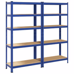 vidaXL 5-Layer Storage Shelves 2 pcs Blue Steel&Engineered Wood - Additional view 5