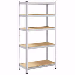 vidaXL 5-Layer Heavy-duty Shelf Rack Shelving Unit Steel and Engineered Wood - silver