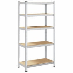 vidaXL 5-Layer Heavy-duty Shelf Rack Shelving Unit Steel and Engineered Wood - silver