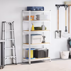 vidaXL 5-Layer Heavy-duty Shelf Rack Shelving Unit Steel and Engineered Wood - silver