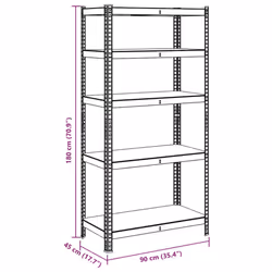 vidaXL 5-Layer Heavy-duty Shelf Rack Shelving Unit Steel and Engineered Wood - silver