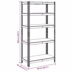 vidaXL 5-Layer Heavy-duty Shelf Rack Shelving Unit Steel and Engineered Wood - anthracite