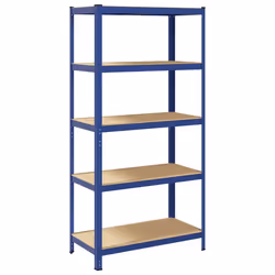 vidaXL 5-Layer Storage Shelf Blue Steel&Engineered Wood garage shelving