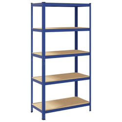 vidaXL 5-Layer Storage Shelf Blue Steel&Engineered Wood garage shelving