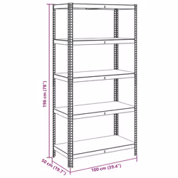 vidaXL 5-Layer Storage Shelf Blue Steel&Engineered Wood garage shelving