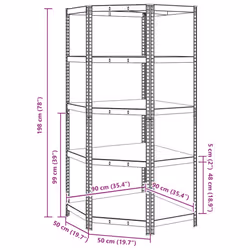 vidaXL 5-Layer Corner Shelf Silver Steel&Engineered Wood garage shelving