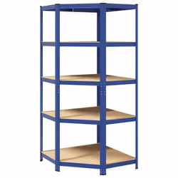 vidaXL 5-Layer Corner Shelf Steel&Engineered Wood garage shelving - blue