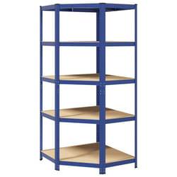 vidaXL 5-Layer Corner Shelf Steel&Engineered Wood garage shelving - blue