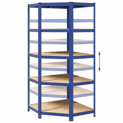 vidaXL 5-Layer Corner Shelf Steel&Engineered Wood garage shelving - blue - Additional view 7