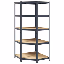 vidaXL 5-Layer Corner Shelf Steel&Engineered Wood garage shelving - anthracite