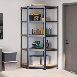 vidaXL 5-Layer Corner Shelf Steel&Engineered Wood garage shelving - anthracite