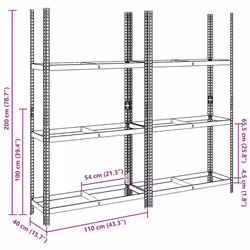 vidaXL 3-Layer Tyre Shelves Garage Storage Racking Shelving Unit Silver Steel - 110 x 40 x 200 cm/ 2 pcs