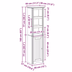 vidaXL Bathroom Cabinet BODO White 44x30x160 cm bathroom storage cabinet - white