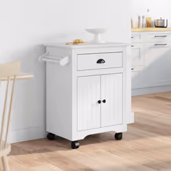 vidaXL Kitchen Trolley Rolling Cart Serving Trolley Bar Cart Serving Trolley - white