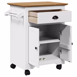 vidaXL Kitchen Trolley Rolling Cart Serving Trolley Bar Cart Serving Trolley - white and brown - Additional view 4