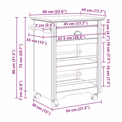 vidaXL Kitchen Trolley BODO White 67.5x45x80 cm vegetable trolley trolley - white - Additional view 8