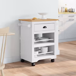 vidaXL Kitchen Trolley BODO White 67.5x45x80 cm vegetable trolley trolley - white and brown - Additional view 2