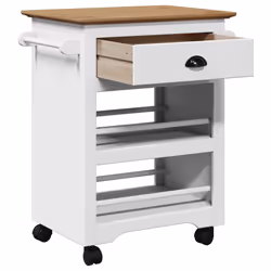 vidaXL Kitchen Trolley BODO White 67.5x45x80 cm vegetable trolley trolley - white and brown - Additional view 4