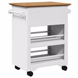 vidaXL Kitchen Trolley BODO White 67.5x45x80 cm vegetable trolley trolley - white and brown - Additional view 6