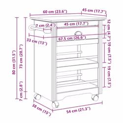 vidaXL Kitchen Trolley BODO White 67.5x45x80 cm vegetable trolley trolley - white and brown - Additional view 8