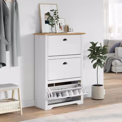 vidaXL Shoe Rack Shoe Cabinet Shoe Storage Shelf Organiser Hallway Cupboard - white and brown