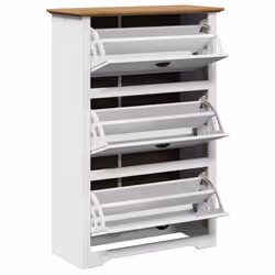 vidaXL Shoe Rack Shoe Cabinet Shoe Storage Shelf Organiser Hallway Cupboard - white and brown - Additional view 4