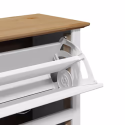 vidaXL Shoe Rack Shoe Cabinet Shoe Storage Shelf Organiser Hallway Cupboard - white and brown - Additional view 7