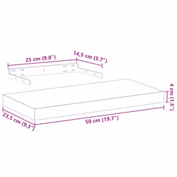 vidaXL Floating Shelves Wall Shelf Display Storage Shelf Rack Engineered Wood - 50 x 23.5 x 4 cm/ 4 pcs - Additional view 8