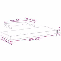 vidaXL Floating Shelves Wall Shelf Display Storage Shelf Rack Engineered Wood - 60 x 23.5 x 4 cm/ 1 pcs