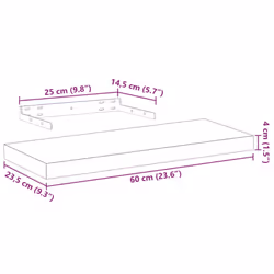 vidaXL Floating Shelves Wall Shelf Display Storage Shelf Rack Engineered Wood - 60 x 23.5 x 4 cm/ 2 pcs - Additional view 8
