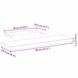 vidaXL Floating Shelves Wall Shelf Display Storage Shelf Rack Engineered Wood - 80 x 23.5 x 4 cm/ 1 pcs