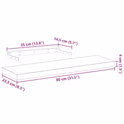 vidaXL Floating Shelves Wall Shelf Display Storage Shelf Rack Engineered Wood - 80 x 23.5 x 4 cm/ 2 pcs - Additional view 8