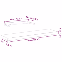vidaXL Floating Shelves Wall Shelf Display Storage Shelf Rack Engineered Wood - 90 x 23.5 x 4 cm/ 2 pcs - Additional view 8