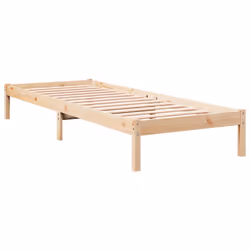 vidaXL Bed Frame Bedroom Wooden Bed Base Mattress Foundation Solid Pinewood - natural, 100 x 210 cm - Additional view 2