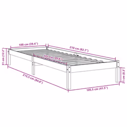vidaXL Bed Frame Bedroom Wooden Bed Base Mattress Foundation Solid Pinewood - natural, 100 x 210 cm - Additional view 3
